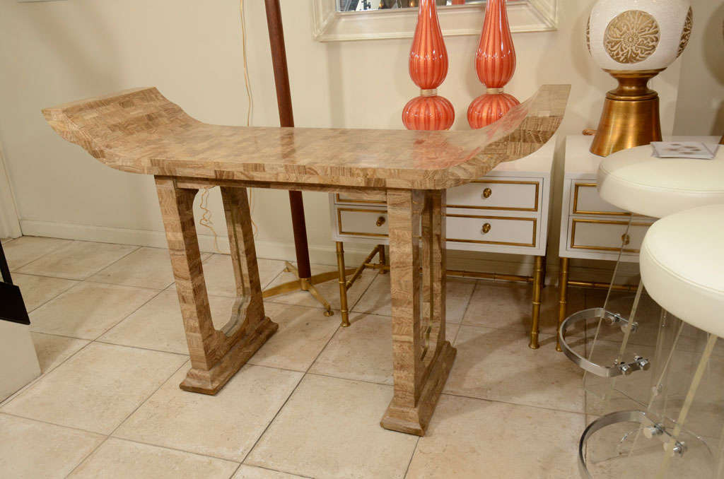 Stone veneer console table by Maitland Smith